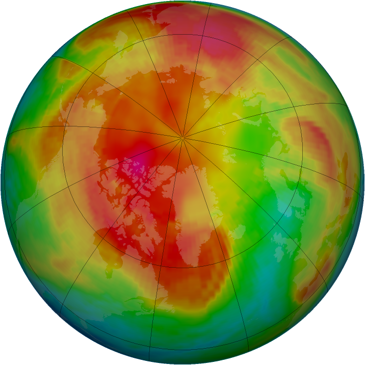 Arctic ozone map for 19 February 1991